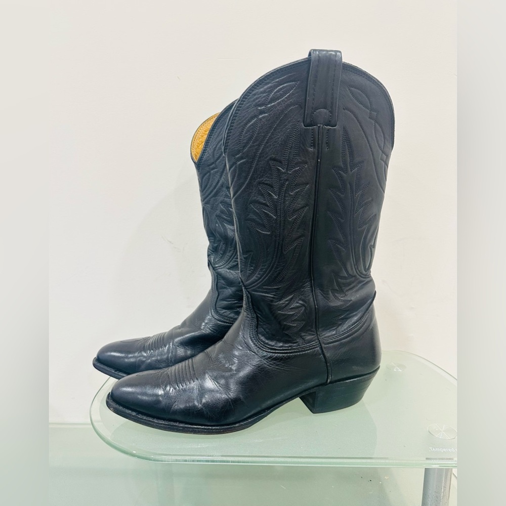 Nocona 7501 Black Deertan Leather Western Cowboy Boot Men's Size 9‎ Made in USA